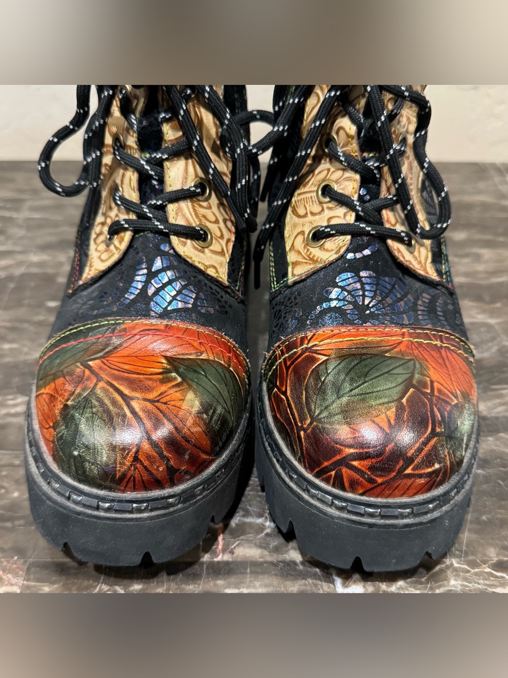 L’artiste by Spring Step Limitless Patchwork Leather Combat Boots - Picture 6 of 12